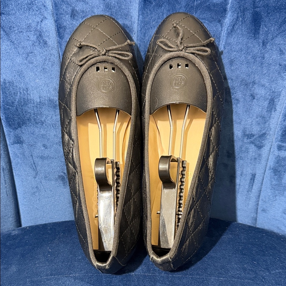 Bertuchi Genuine Leather Black Quilted Ballet Flats EU40 US9 NWOT Made in Spain - Picture 2 of 5